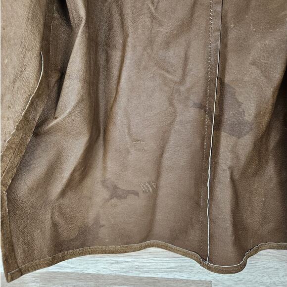 Express Vintage Brown Suede 100% Leather Collared Shirt Jacket Womens Medium - Picture 9 of 10